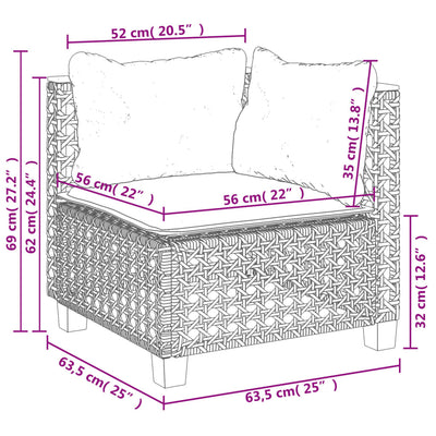 sofasæt til haven 7 dele med hynder polyrattan sort