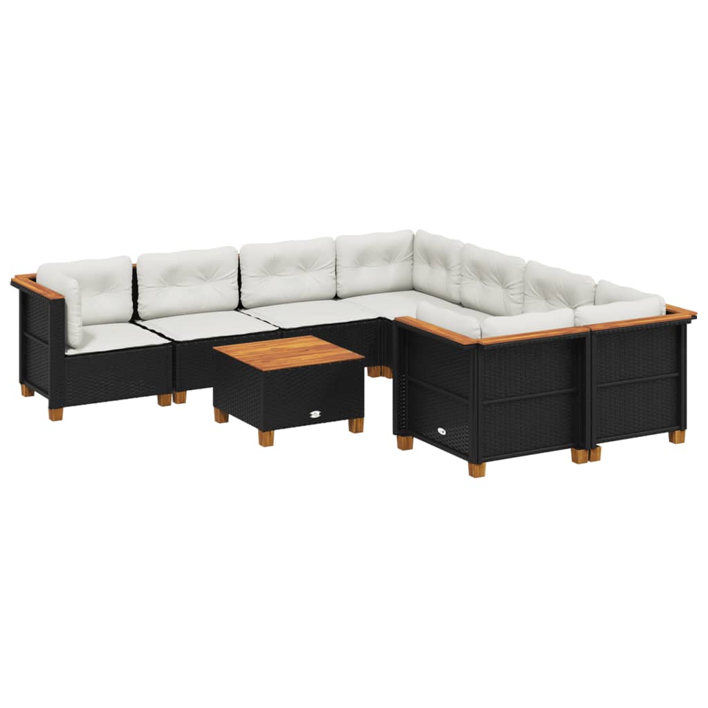 sofasæt til haven 9 dele med hynder polyrattan sort