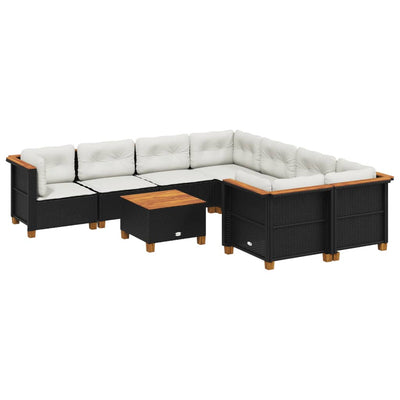 sofasæt til haven 9 dele med hynder polyrattan sort