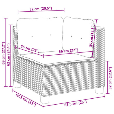 sofasæt til haven 9 dele med hynder polyrattan sort