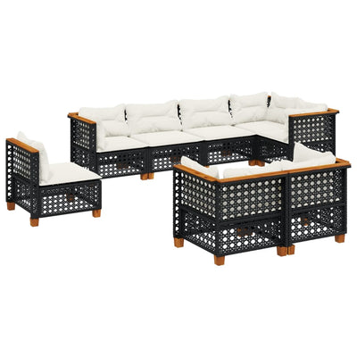 sofasæt til haven 8 dele med hynder polyrattan sort