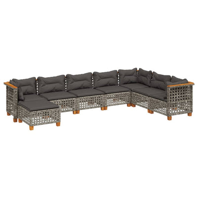 sofasæt til haven 8 dele med hynder polyrattan grå