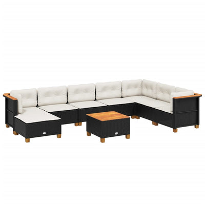 sofasæt til haven 9 dele med hynder polyrattan sort