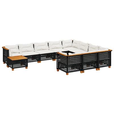 sofasæt til haven 11 dele med hynder polyrattan sort