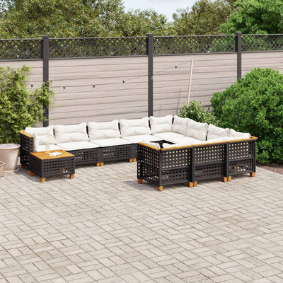 sofasæt til haven 11 dele med hynder polyrattan sort