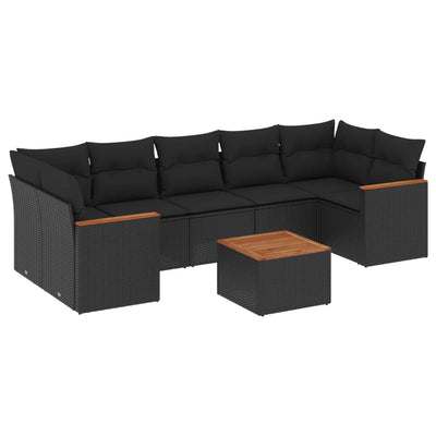sofasæt til haven 8 dele med hynder polyrattan sort