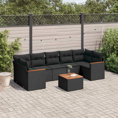 sofasæt til haven 8 dele med hynder polyrattan sort