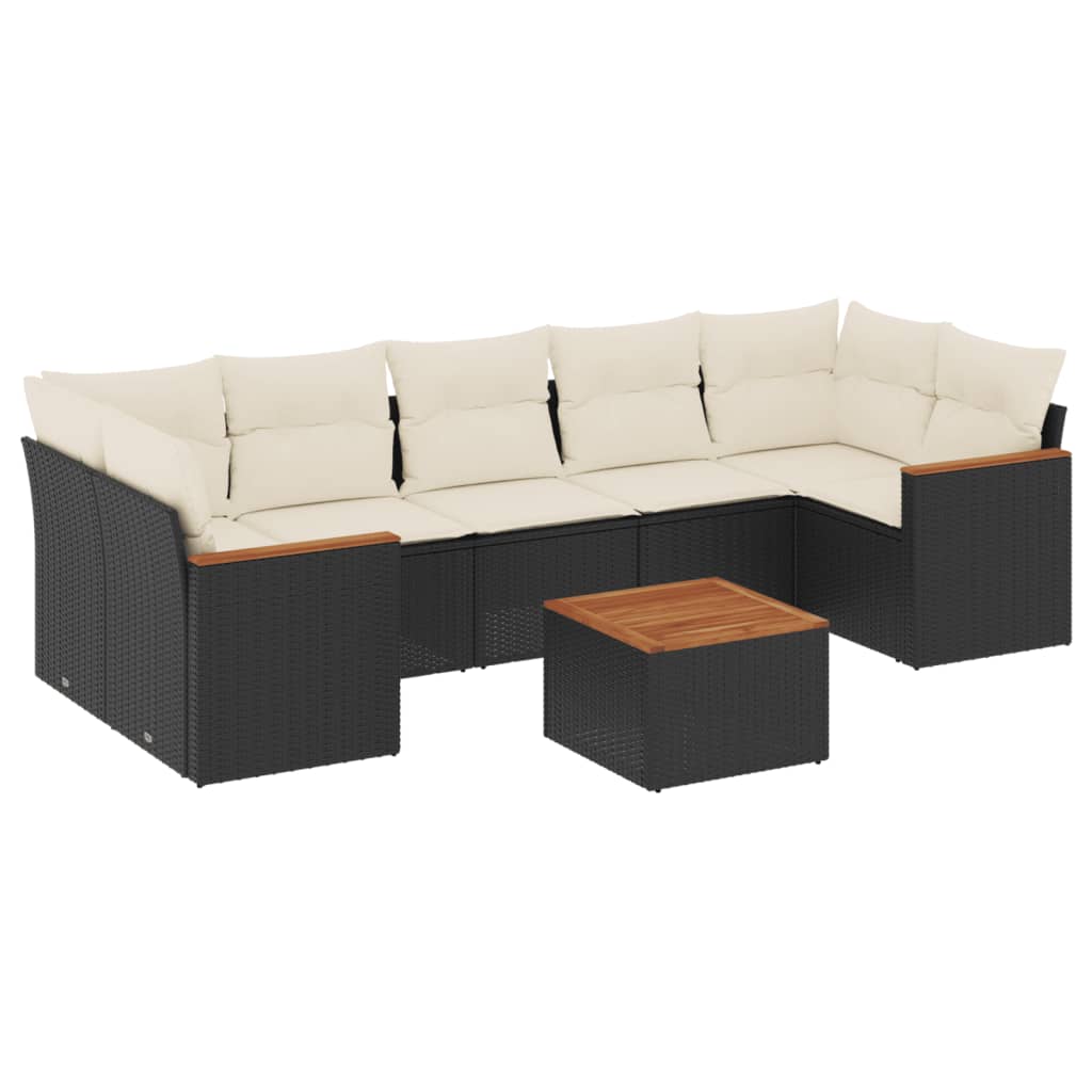 sofasæt til haven 8 dele med hynder polyrattan sort