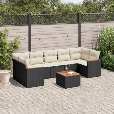 sofasæt til haven 8 dele med hynder polyrattan sort