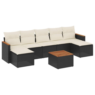 sofasæt til haven 8 dele med hynder polyrattan sort