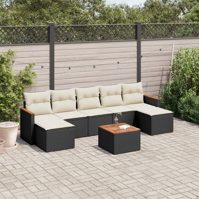 sofasæt til haven 8 dele med hynder polyrattan sort