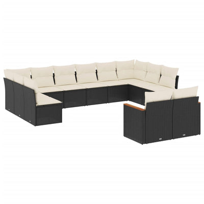 sofasæt til haven 12 dele med hynder polyrattan sort
