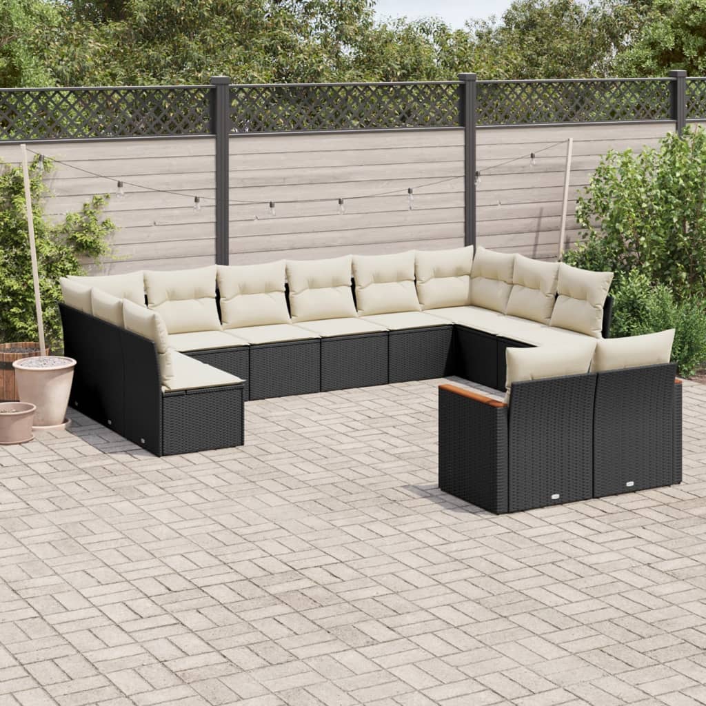 sofasæt til haven 12 dele med hynder polyrattan sort