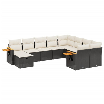 sofasæt til haven 10 dele med hynder polyrattan sort