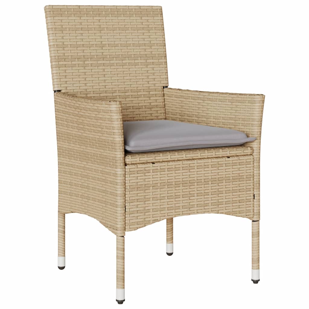 spisebordssæt til haven 7 dele med hynder polyrattan og glas