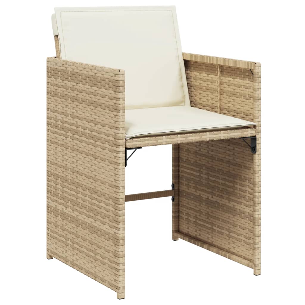 spisebordssæt til haven 5 dele med hynder polyrattan beige