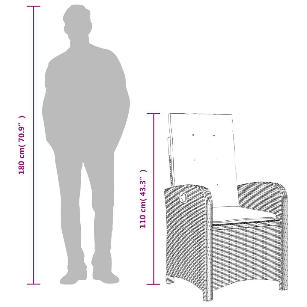 spisebordssæt til haven 5 dele med hynder polyrattan beige