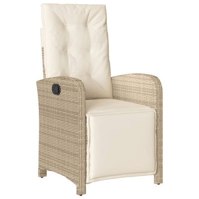 spisebordssæt til haven 5 dele med hynder polyrattan beige