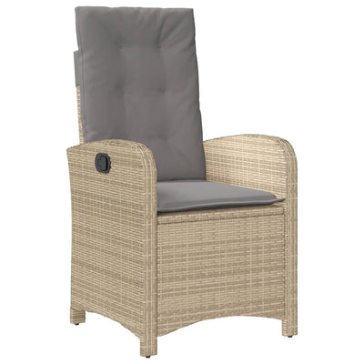 spisebordssæt til haven 5 dele med hynder polyrattan beige