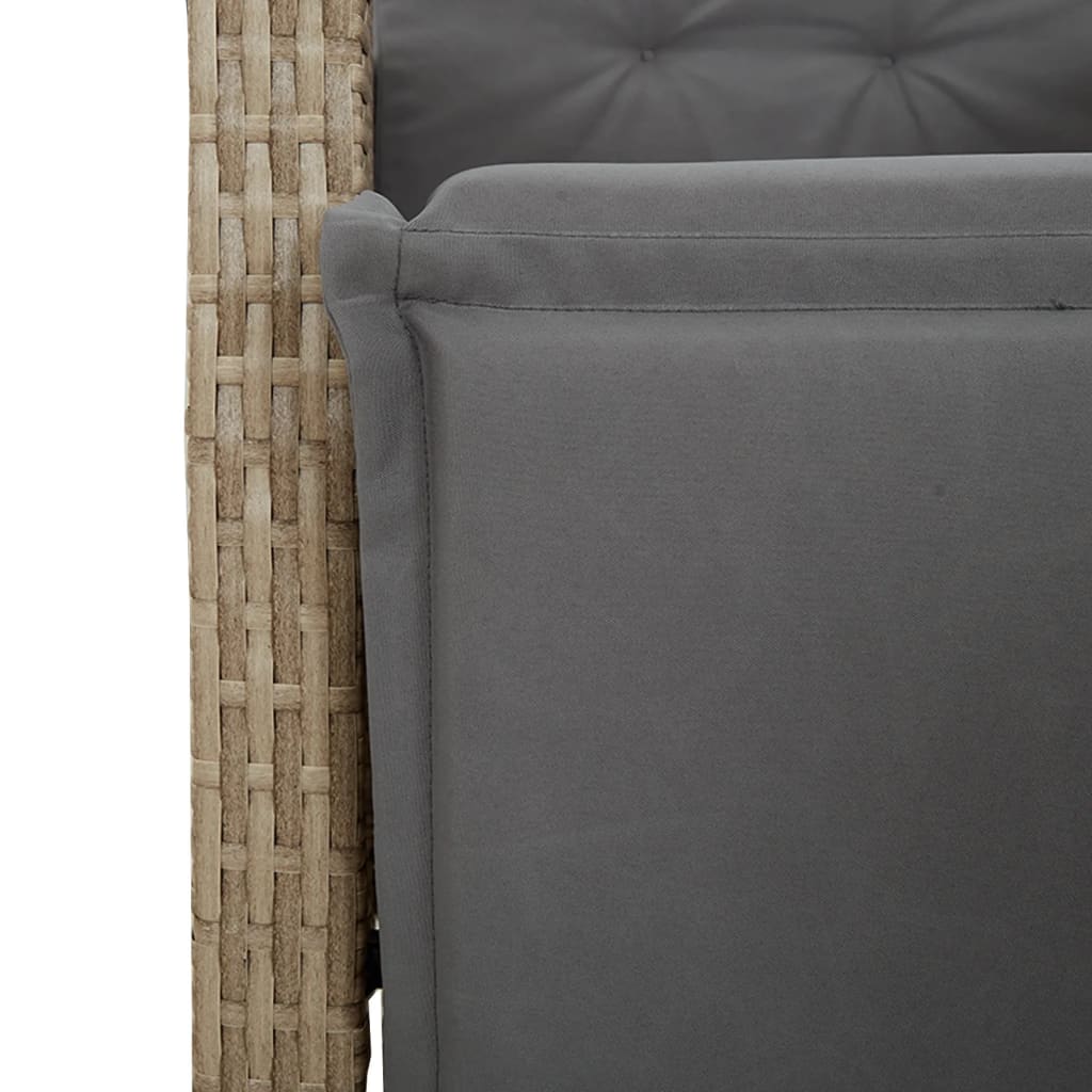 spisebordssæt til haven 5 dele med hynder polyrattan beige