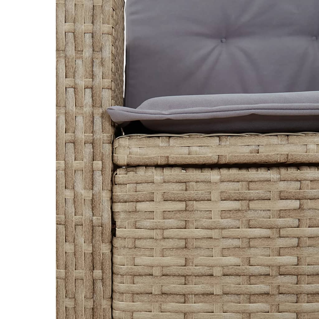 spisebordssæt til haven 5 dele med hynder polyrattan beige