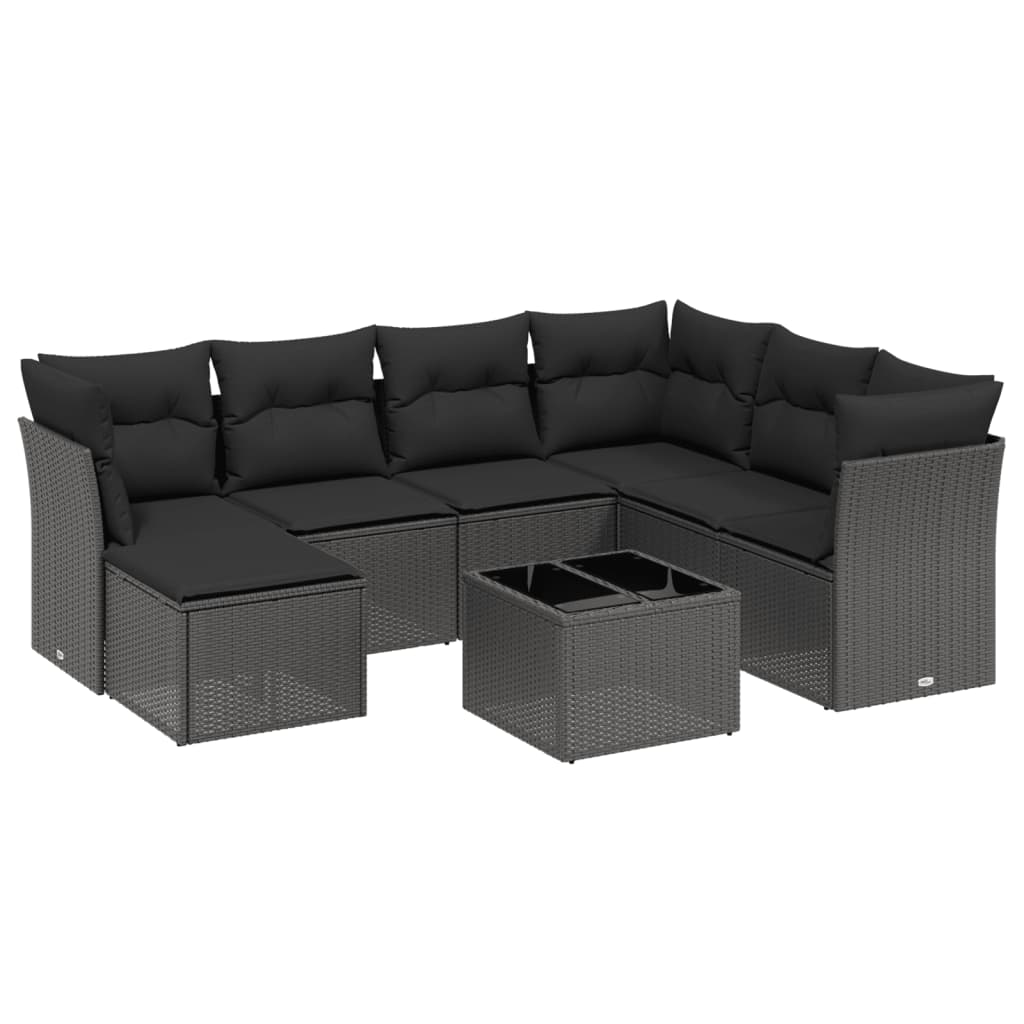 sofasæt til haven 8 dele med hynder polyrattan sort