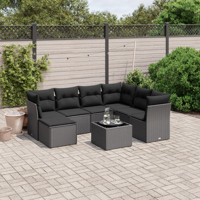 sofasæt til haven 8 dele med hynder polyrattan sort