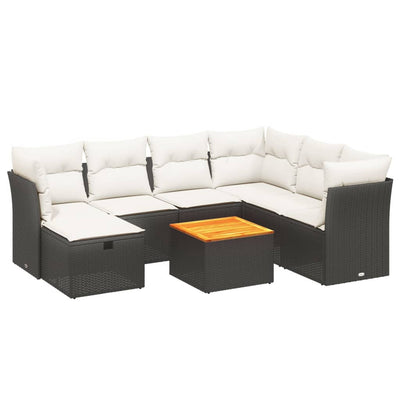 sofasæt til haven 8 dele med hynder polyrattan sort