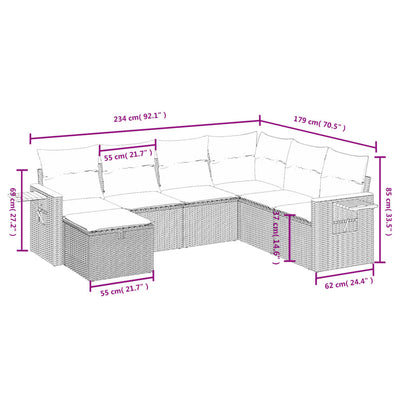 sofasæt til haven 7 dele med hynder polyrattan sort