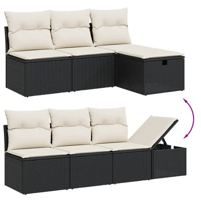 sofasæt til haven 8 dele med hynder polyrattan sort