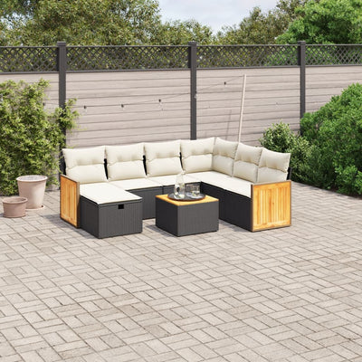 sofasæt til haven 8 dele med hynder polyrattan sort