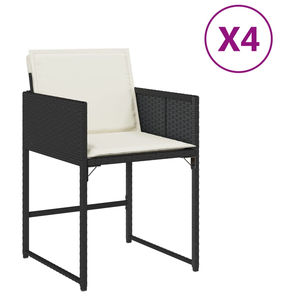 havestole med hynder 4 stk. polyrattan sort