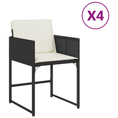 havestole med hynder 4 stk. polyrattan sort