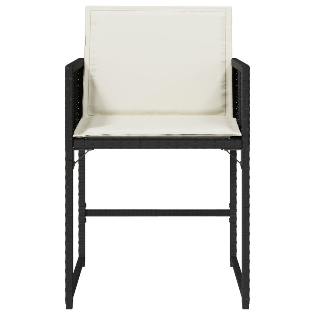 havestole med hynder 4 stk. polyrattan sort