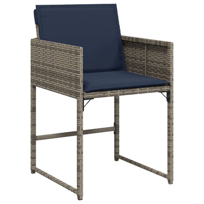 havestole med hynder 4 stk. polyrattan grå