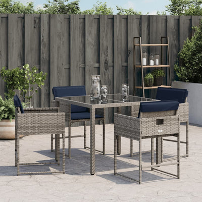 havestole med hynder 4 stk. polyrattan grå