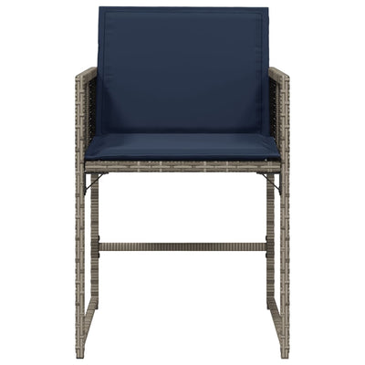 havestole med hynder 4 stk. polyrattan grå