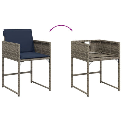 havestole med hynder 4 stk. polyrattan grå
