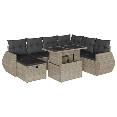 sofasæt til haven 8 dele med hynder polyrattan lysegrå