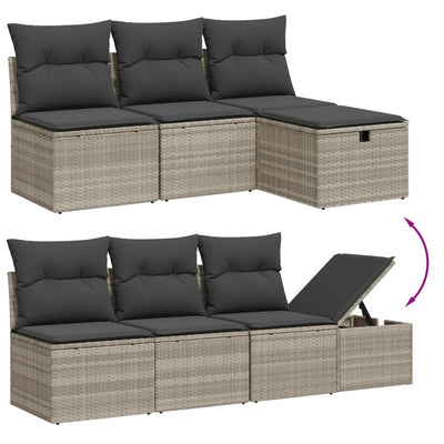 sofasæt til haven 8 dele med hynder polyrattan lysegrå