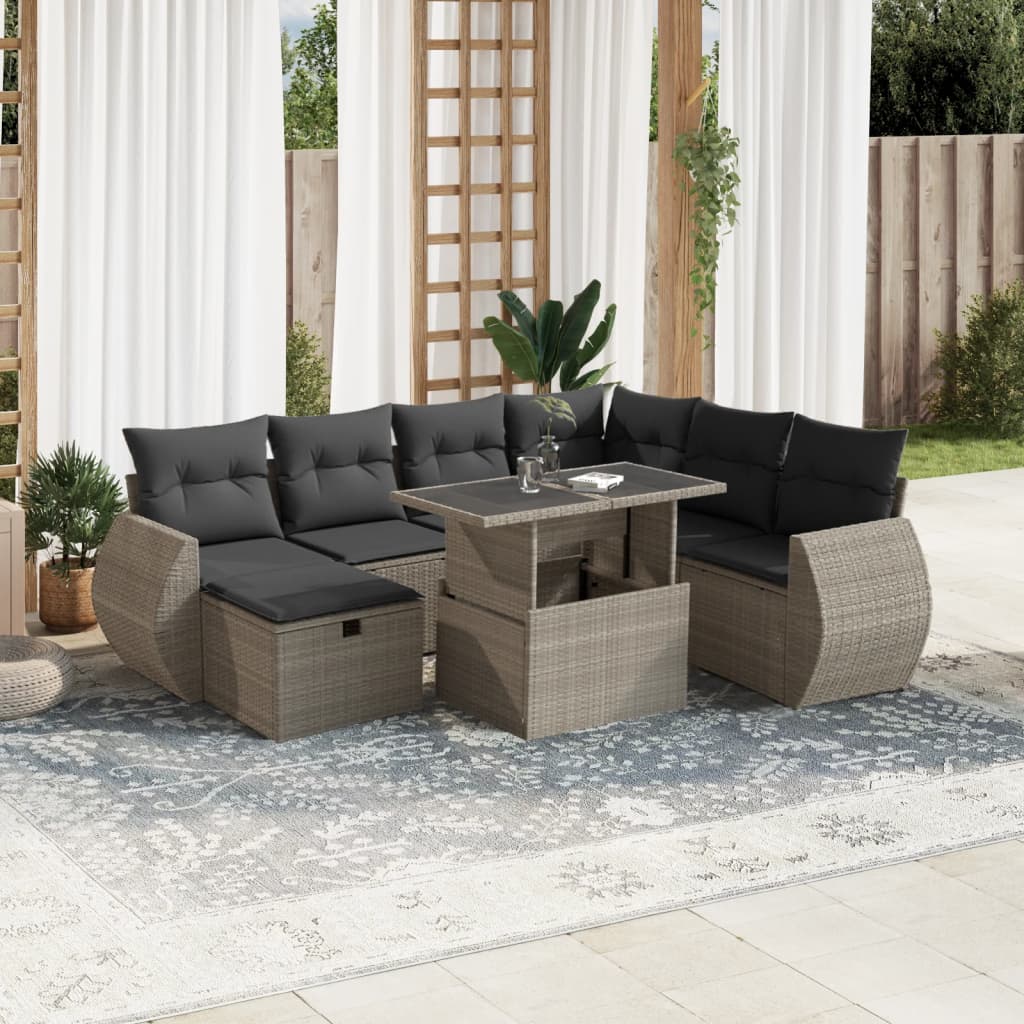 sofasæt til haven 8 dele med hynder polyrattan lysegrå