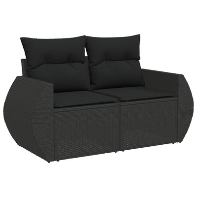 sofasæt til haven 9 dele med hynder polyrattan sort