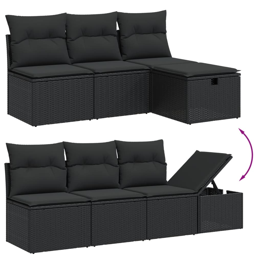 sofasæt til haven 9 dele med hynder polyrattan sort