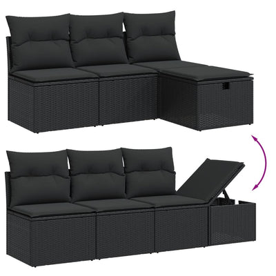 sofasæt til haven 9 dele med hynder polyrattan sort