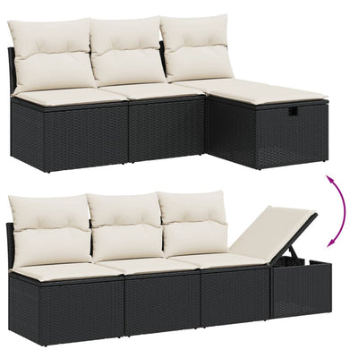 sofasæt til haven 8 dele med hynder polyrattan sort