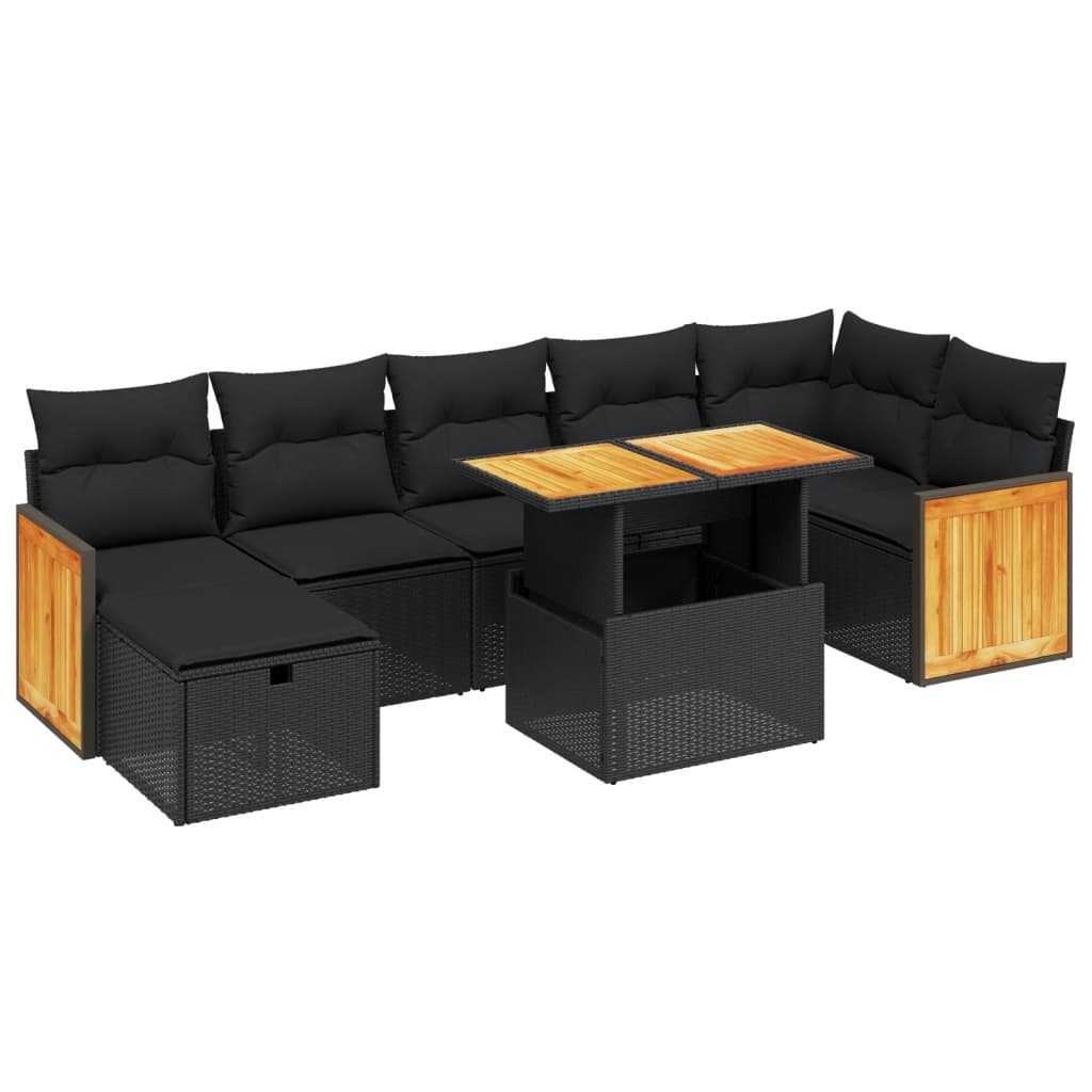sofasæt til haven 8 dele med hynder polyrattan sort
