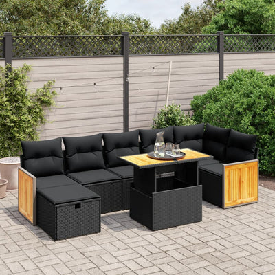 sofasæt til haven 8 dele med hynder polyrattan sort