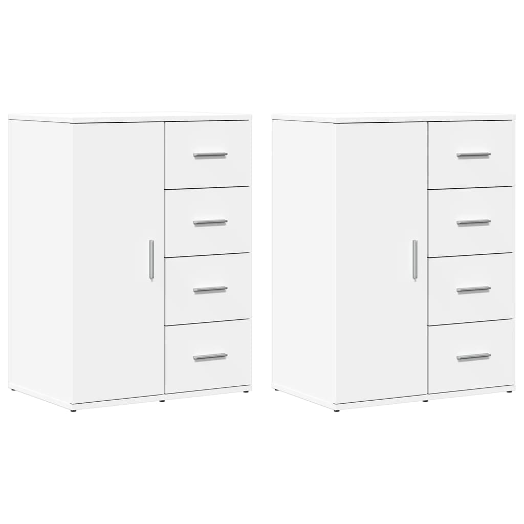 kommoder 2 stk. 59x39x80 cm konstrueret træ hvid