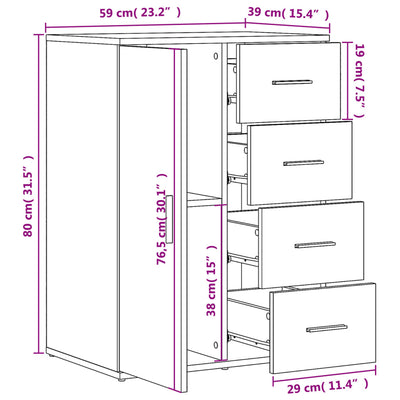 kommoder 2 stk. 59x39x80 cm konstrueret træ hvid