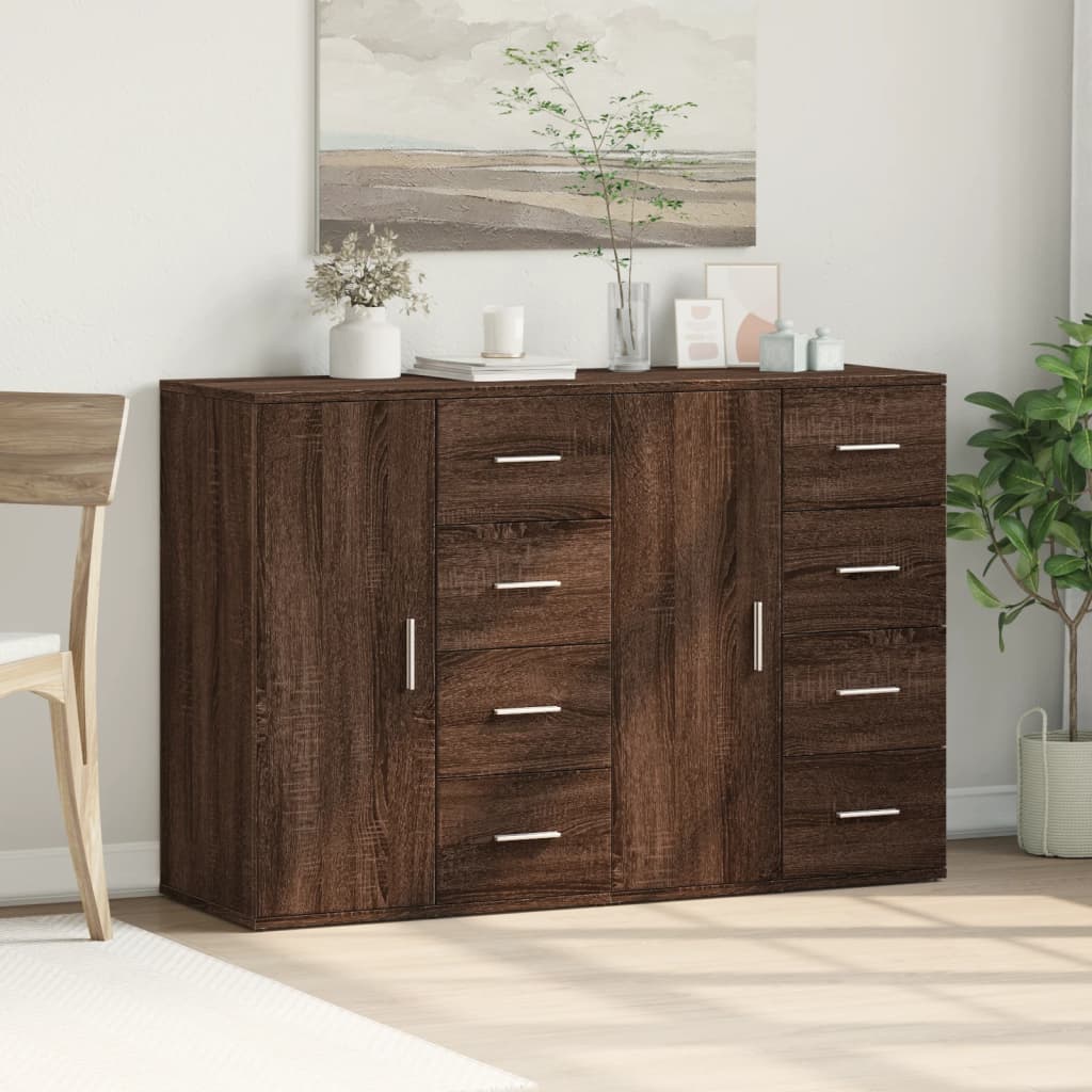 kommoder 2 stk. 59x39x80 cm konstrueret træ brun egetræsfarve